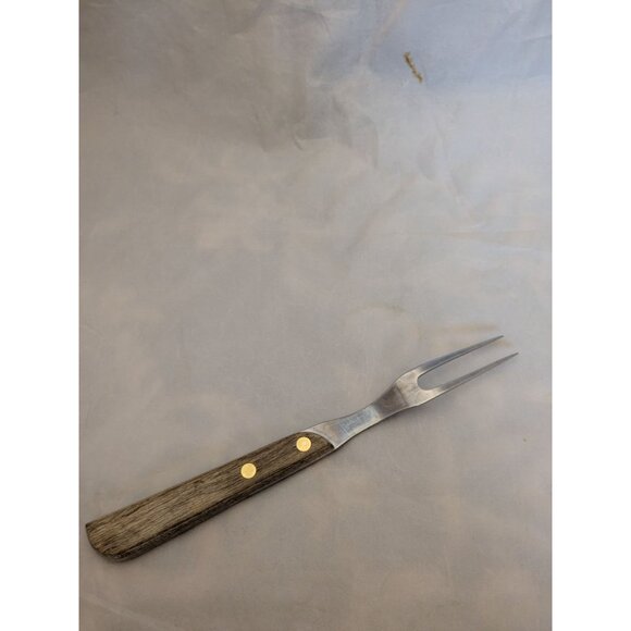Vintage Meat Fork 10" Wood Handle Stainless Steel - Picture 4 of 8